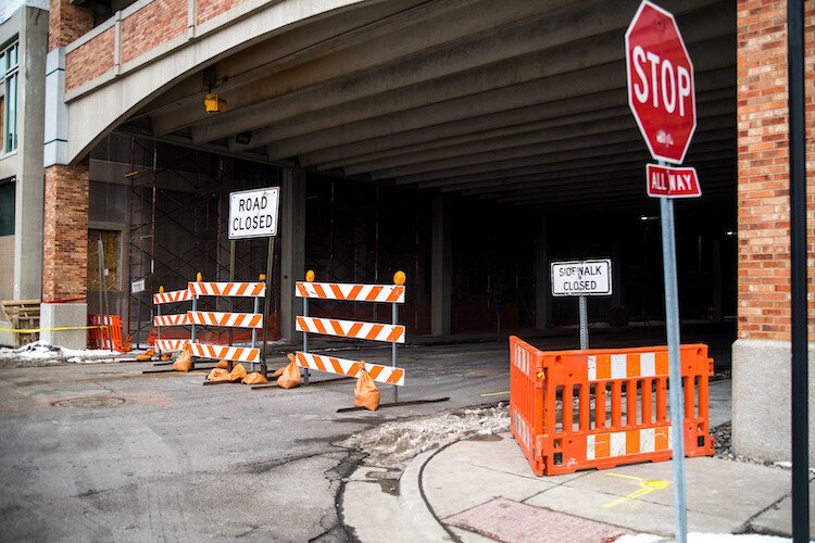 Road construction in downtown Kalamazoo