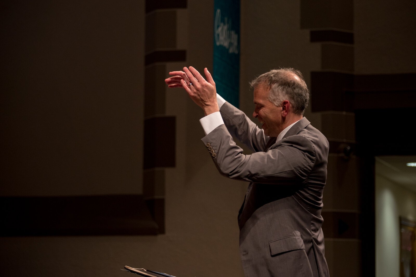 Music Director Chris Ludwa conducts the KCA chorus in Rachmaninoff's Vespers.