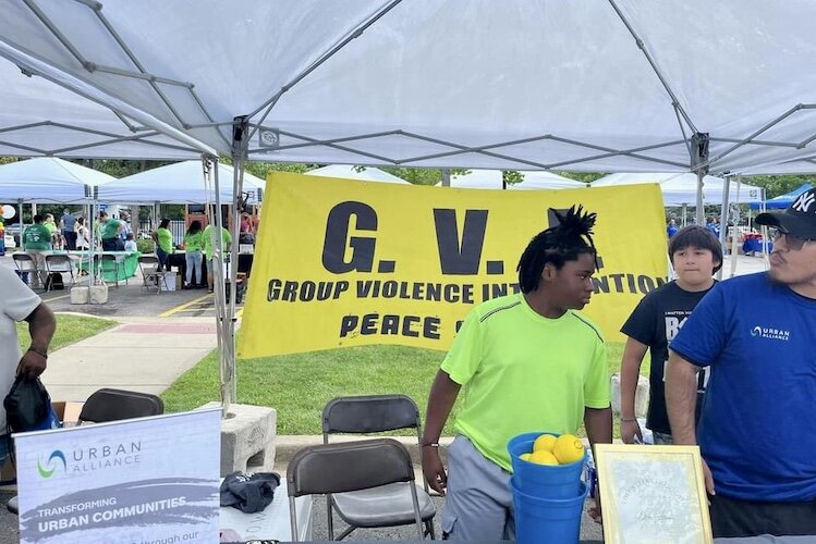 Kalamazoo’s Group Violence Intervention program participated in an August 2024 back-to-school bash at the Family Health Center in Kalamazoo.