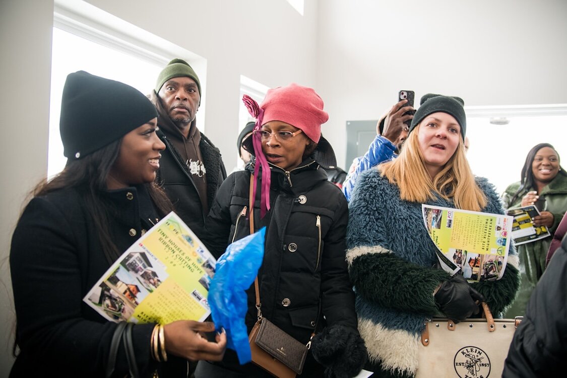 About 85 people attended the Dec. 12, 2024 open house of the HOPE Thru Navigation tiny houses.