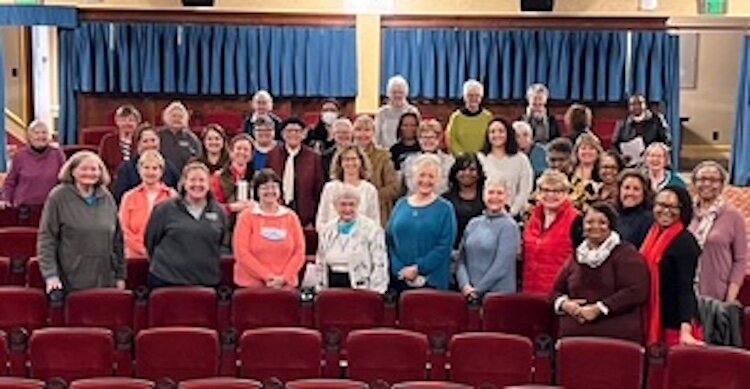 Group photo taken at a meeting at the Bohm Theatre.