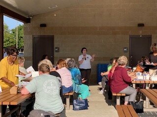 Forks Senior Center Board Director Luann Sommers addresses the group.