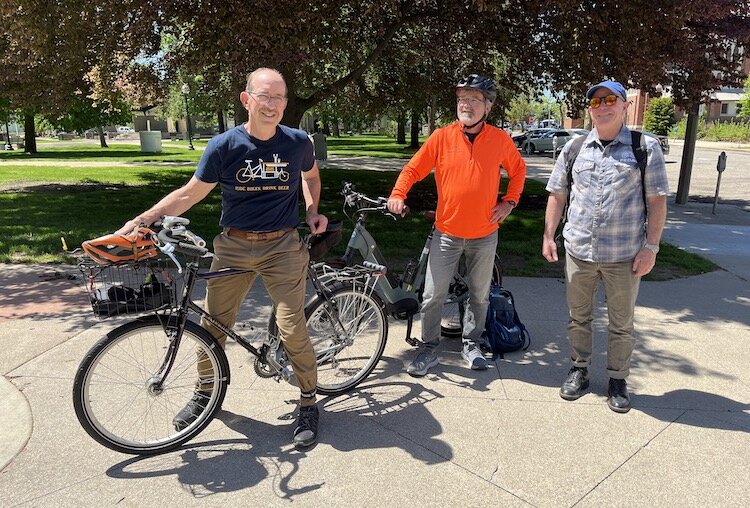 The organizers of the Kalamazoo Commuter Challenge, L-R, Paul Sotherland, Chris Lampen-Crowell and Tim Krone.