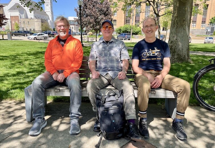 The organizers of the Kalamazoo Commuter Challenge, L-R, Chris Lampen-Crowell, Tim Krone, and Paul Sotherland.