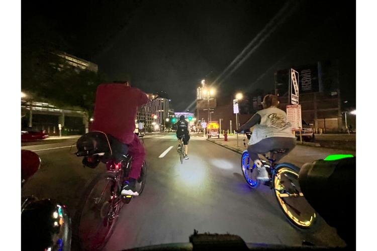 Handlebar view of the Marauders' ride