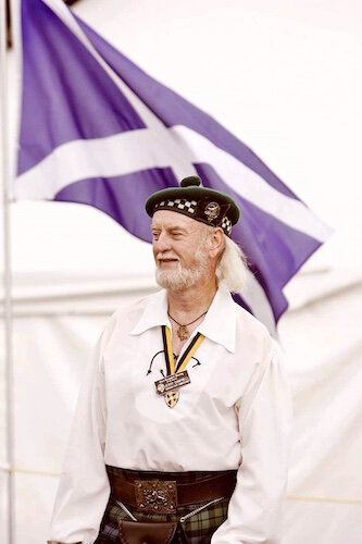 A proud Scotsman, Jerry Campbell was an active member of The Clan Campbell Society of North America. He is shown during the 2004 Scottish Festival at the Kalamazoo County Fairgrounds.