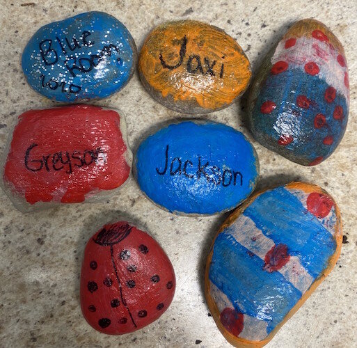 Painted rocks at the Learning Zone.