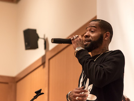 Ed Genesis appears at many local event and is seen here at the 2017 Kalamazoo Poetry Festival.