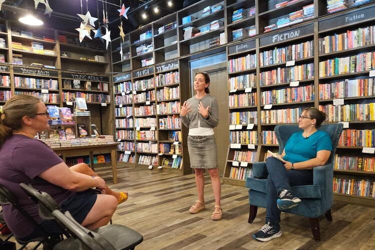 Joanna Parzakonis, this is a bookstore/Bookbug store owner, introduces author Lydia Wylie-Kellermen.