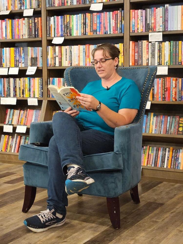 Lydia Wylie-Kellermen reads from her book, "This Sweet Earth" at this is a bookstore in Kalamazoo.