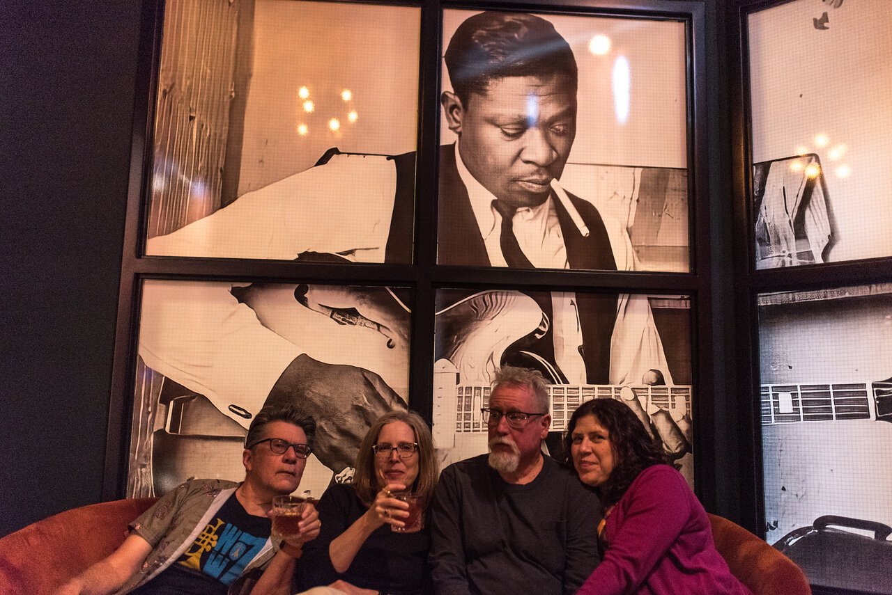 Mark Wedel, left,with wife and friends at Dabney & Co.