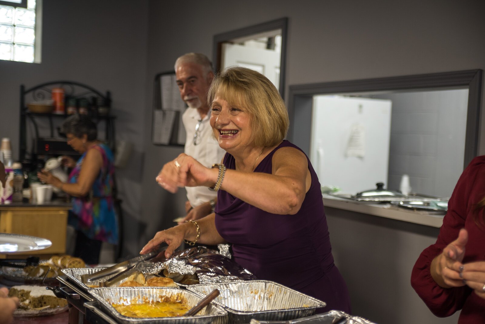 Tessie and Elias Kokkinos, owners of Theo and Stacy’s on Westnedge before retirement, attend the after-service coffee hours. 