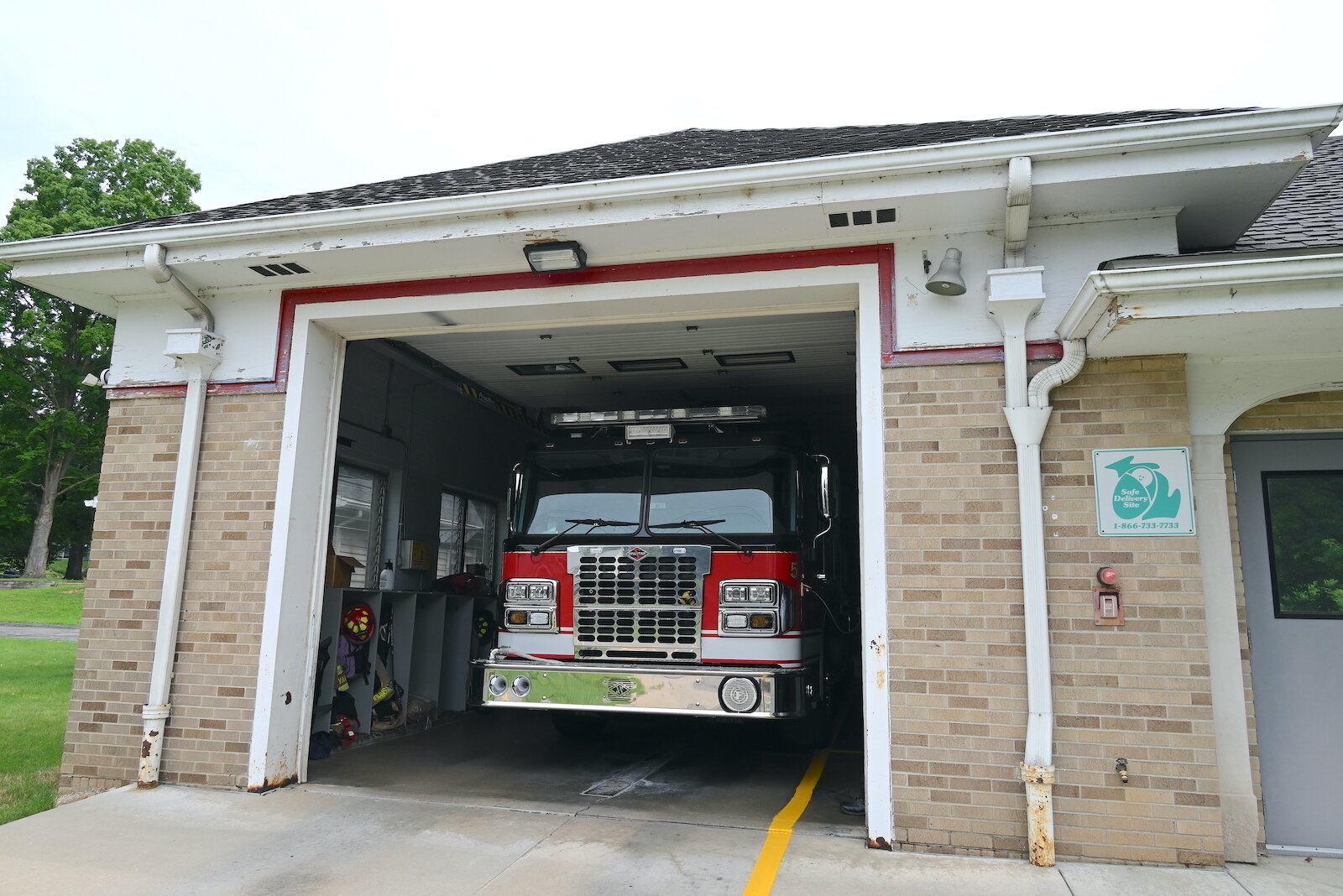 It’s a tight fit for a fire truck inside a bay at Fire Station #5.