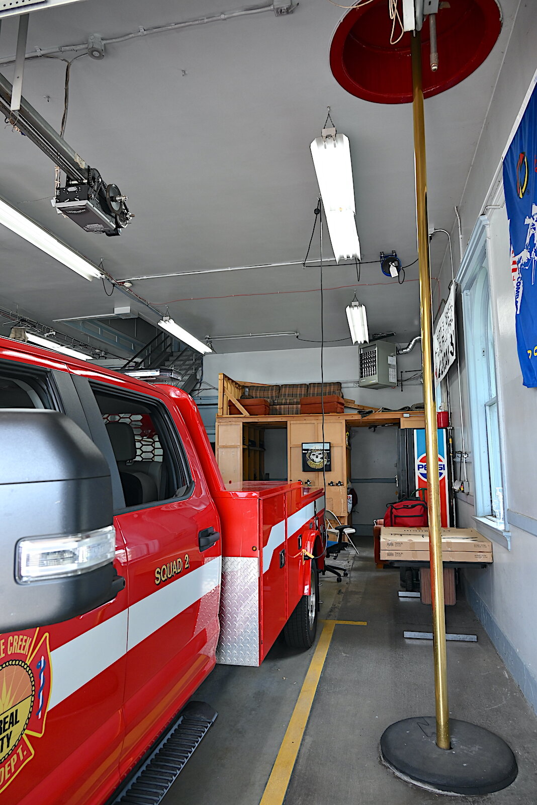 Fire Station #2 still has a working fire pole.