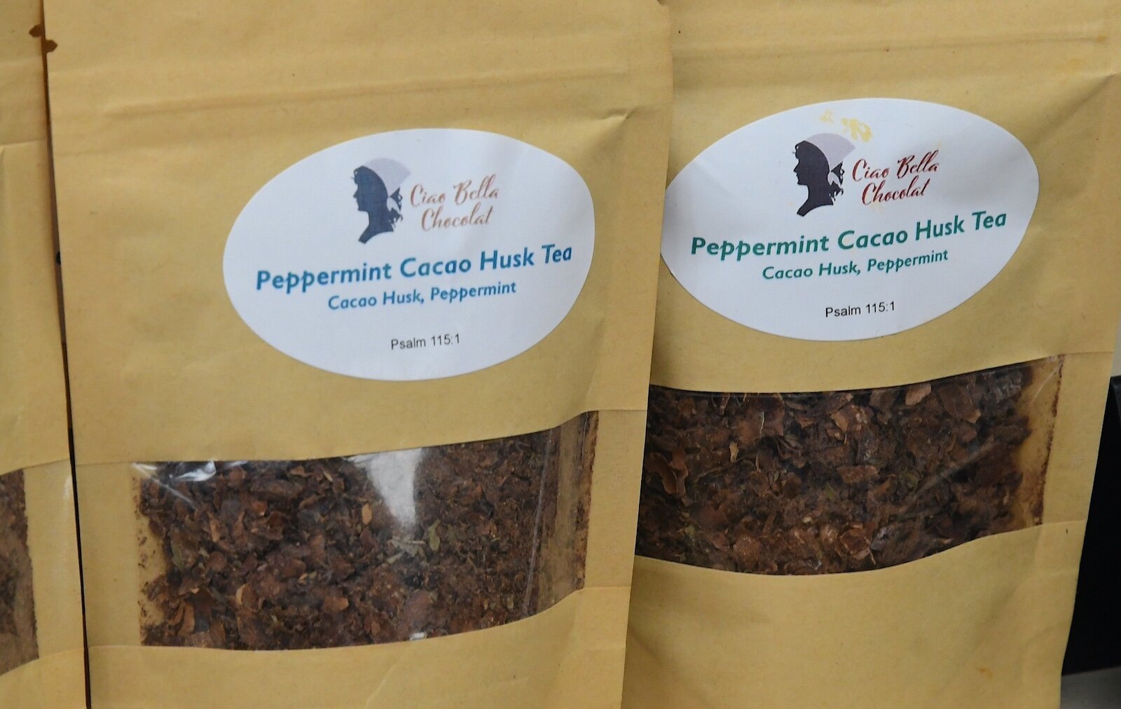 Teas made from cacao husks are for sale at Ciao Bella Chocolate. 18-19 Karen Pacella is the owner of Ciao Bella Chocolat.