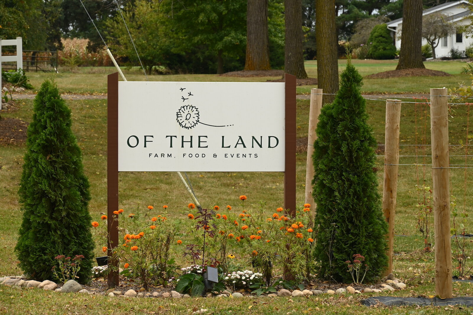 Of The Land, a farm, food, and event venue, is located on H Drive North between Marshall and Battle Creek.