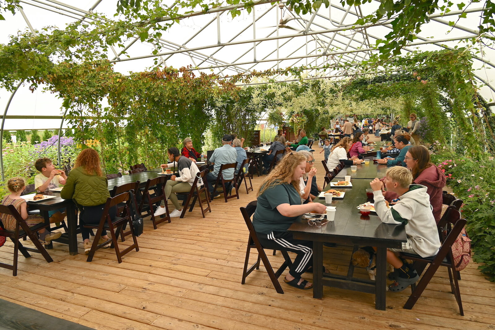 People enjoy good food in beautiful surroundings at Of The Land’s harvest festival.