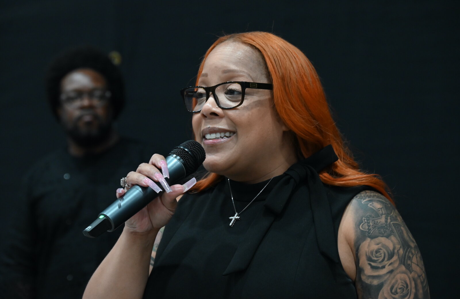 Nakia Baylis, Ph.D., President and CEO of the Village Network, speaks during the Rice and Flavor event at Kellogg Arena.