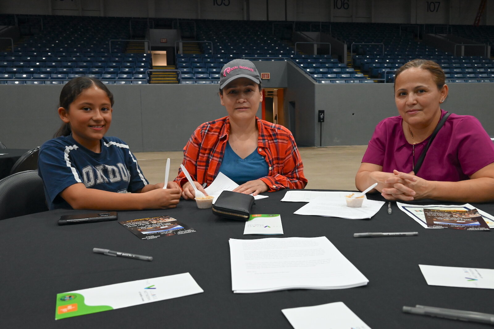 Attending the Village Network’s Rice and Flavor event at Kellogg Arena, are from left, Ahixa Diaz, Celia Diaz, and Elvia Diaz.