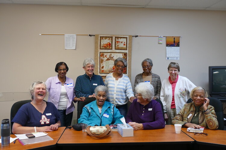  Front row, from left, Mary Bourgeois, Martha Brown, Lynn Rich, Sonja Lindsey           Back row, from left , Roxie Perry, Sandy Wehling, Thelma Vaughn, Dorothy McClendon, Debbie Miller.