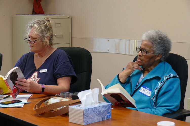 Martha Brown and Mary Bourgeois of Sacred Conversations Book Group.