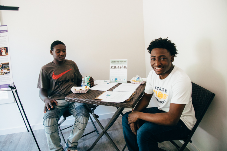 Youth from the Eastside Voices were on hand to answer questions and explain the project, which includes filming oral histories of Eastside residents to be commemorated on an Eastside mural and in the Eastside Gateway Pocket Park labyrinth.