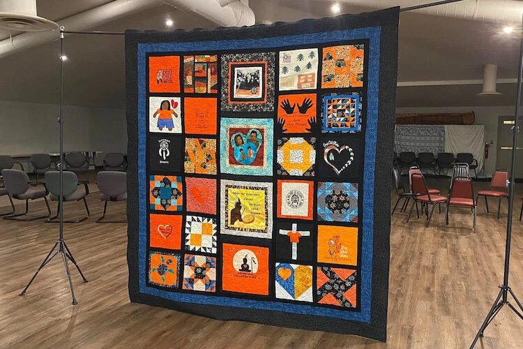 This quilt, called "Quilt for Survivors," was created by indigenous women who have survived boarding schools.