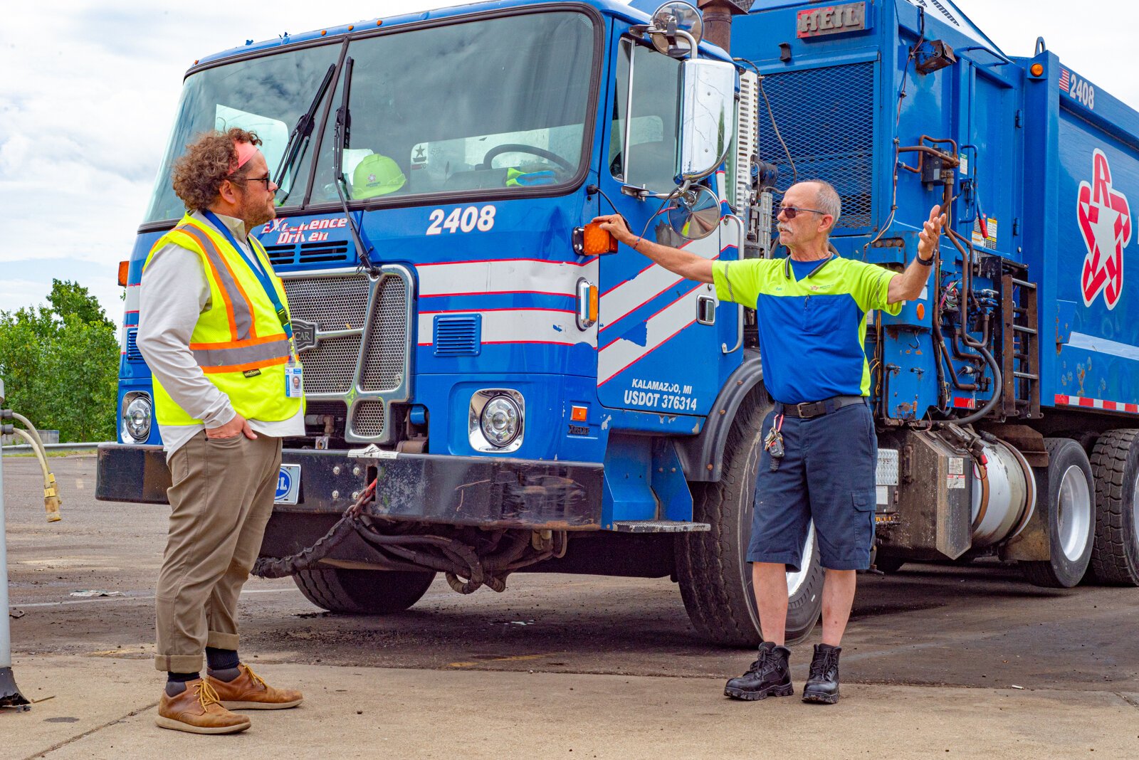 Chris Broadbent, City of Kalamazoo's Solid Waste Coordinator, and Dale Mentor, the City's only recycling truck driver, are two of Kalamazoo's unsung recycling heroes.