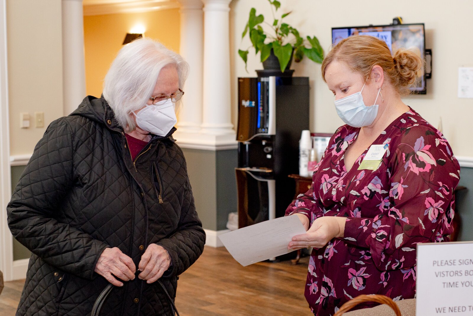 A Friendship Village resident and Emmy Brown.