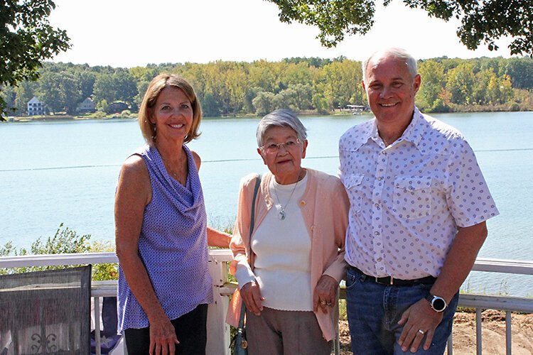 Many of the approximately 50 friends of Tsugi Ogane attended a luncheon at the home of Dave and Janelle Foley in Mattawan.