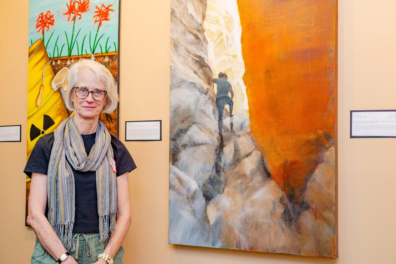 Artist, Vicki Nelson with her piece "Chaco Canyon."