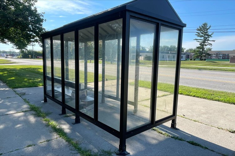 Previous bus shelter on Krafft Road in Port Huron.