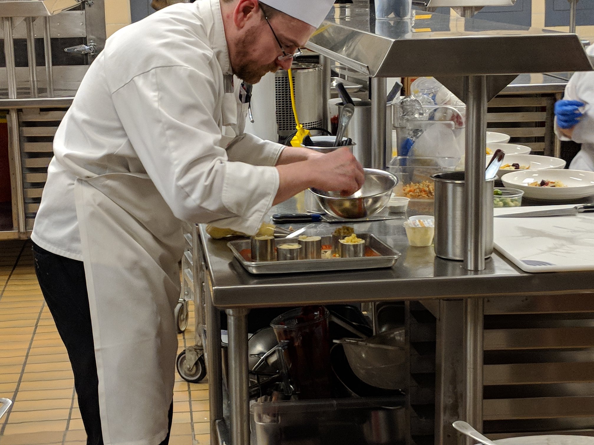 Students from the Culinary Institute of Michigan compete in the SKILLS USA Post Secondary Michigan State Championship. 