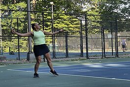 Dawn Mitchell playing at Sanborn Park where the 2024 Robinson Tennis Tournament will be held