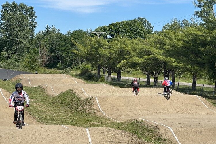 Racers on the BMX Track at Goodell's County Park.