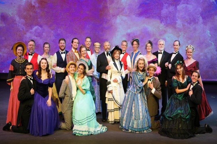 Kathy Vertin pictured center with the cast of Hello Dolly. The Boardwalk Theater Celebrated their grand opening with a revival of the classic musical which was the first show performed by the Thumbcoast Theaters at the Snug theater over 25 years ago.