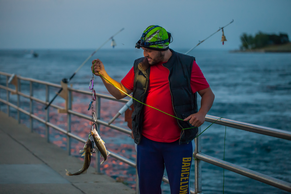 Buron, 29, of Warren caught some walleye keepers. He is a frequent fisherman at the boardwalk.