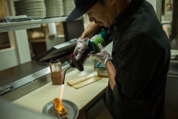 A chef prepares sushi at Blackfish.