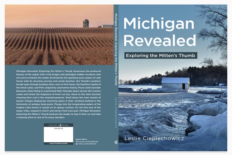 Front and back of the book Michigan Revealed - Exploring the Mitten’s Thumb.