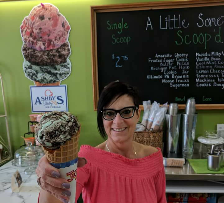 Kim Johnson serves up ice cream with a smile at A Little Something.