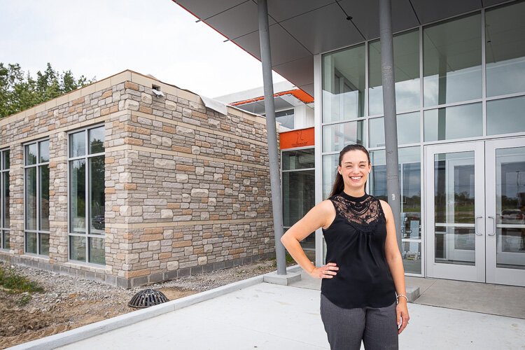 Deputy Treasurer Jessica LaFore stands outside Marysville's new city building.