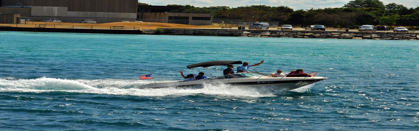 Boat out on the water at Boat4Vets event.