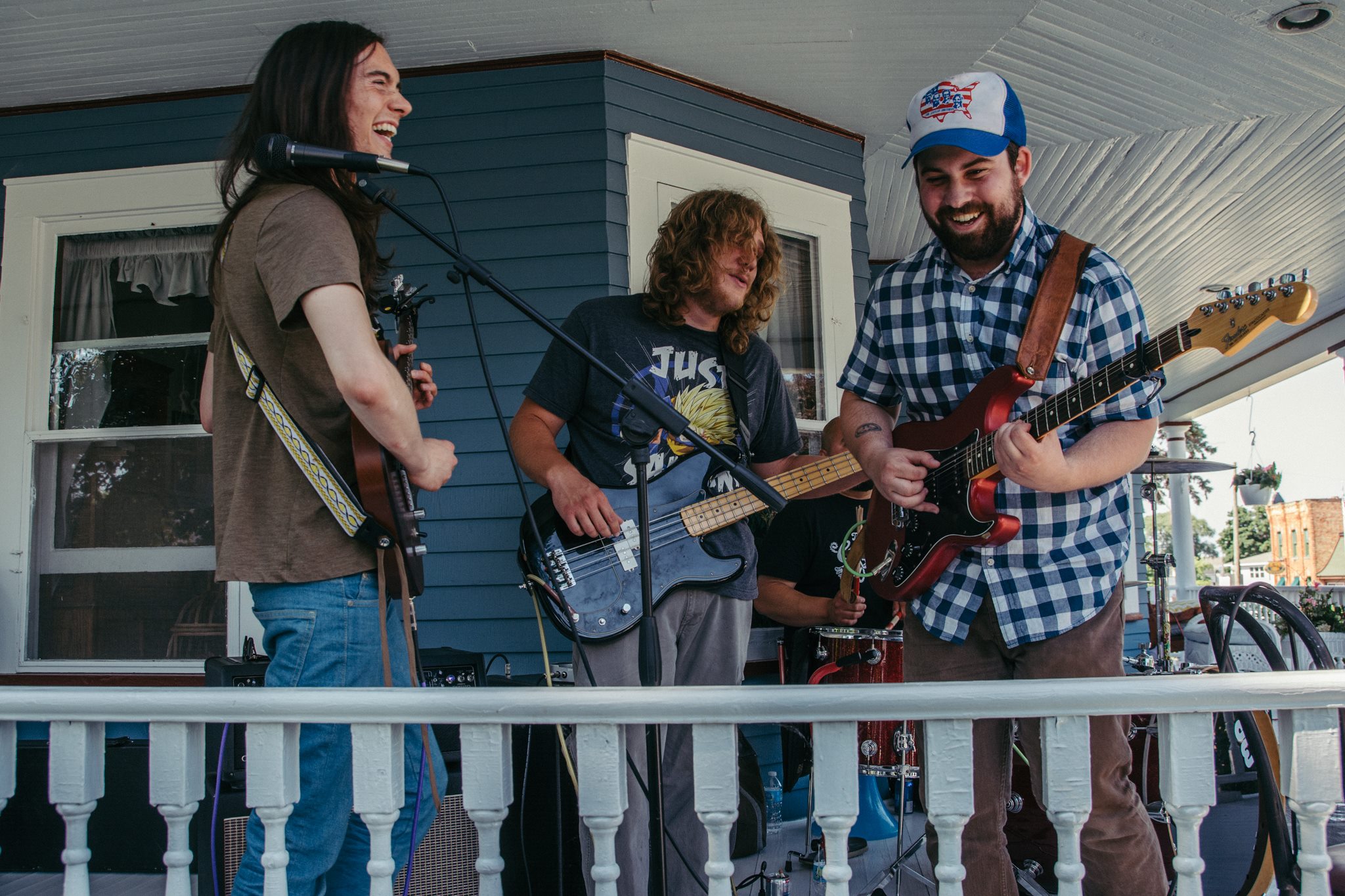 The band is all smiles while sharing music with fans.