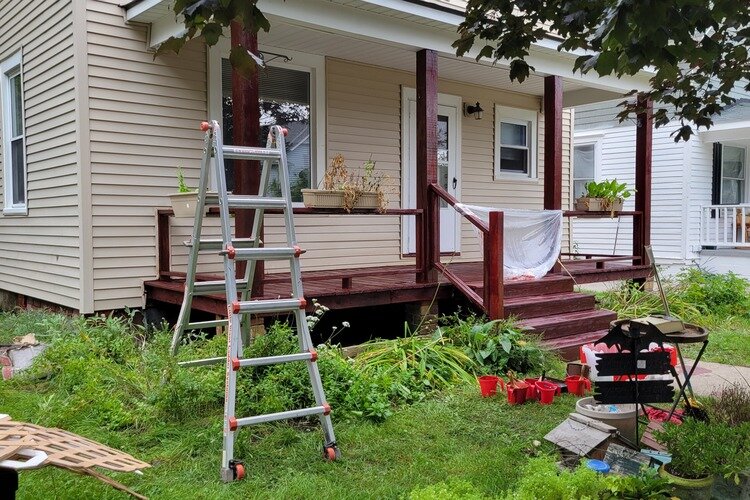 One of the homes getting maintenance at the 2023 Rock the Block event.