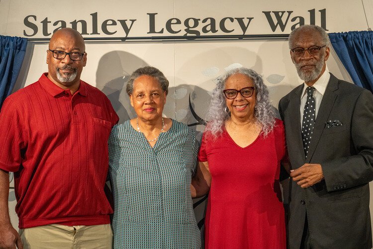 From left to right: Stanley Legacy Wall newest inductees Keith Rivers, Michele Winfield, Marilyn Moncrief, and Pastor Carl Miller Sr.