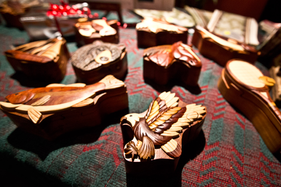 hand carved boxes at 20 Below