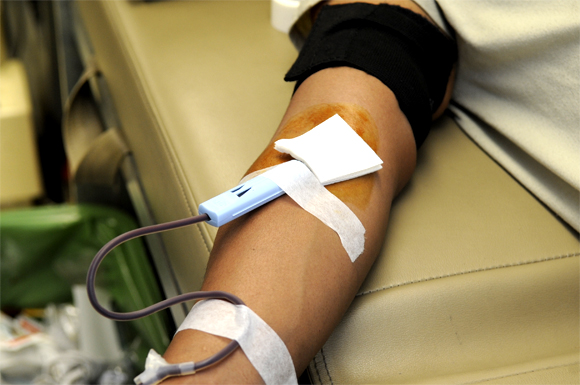 Donating blood helps save lives. 