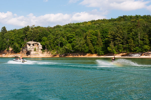 Waterskiing at Pictured Rocks, Munising