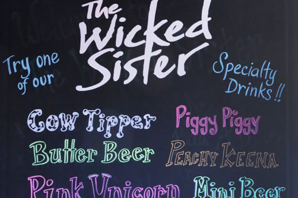 Different drinks available at the Wicked Sister.