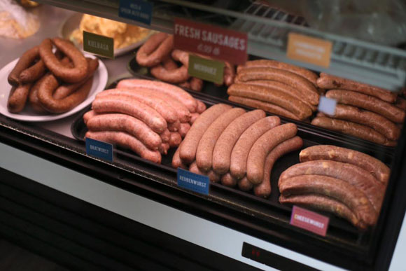 Sausages at Steinhaus Market.